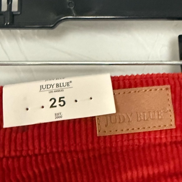 Judy Blue Orange Rust Slim Fit High Waist Stretch Corduroy Carpenter Jeans - Picture 9 of 16